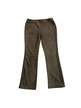 Slim-Sation 8P Brown Faux Suede Flare Pants Tummy Control Stretch NWT
